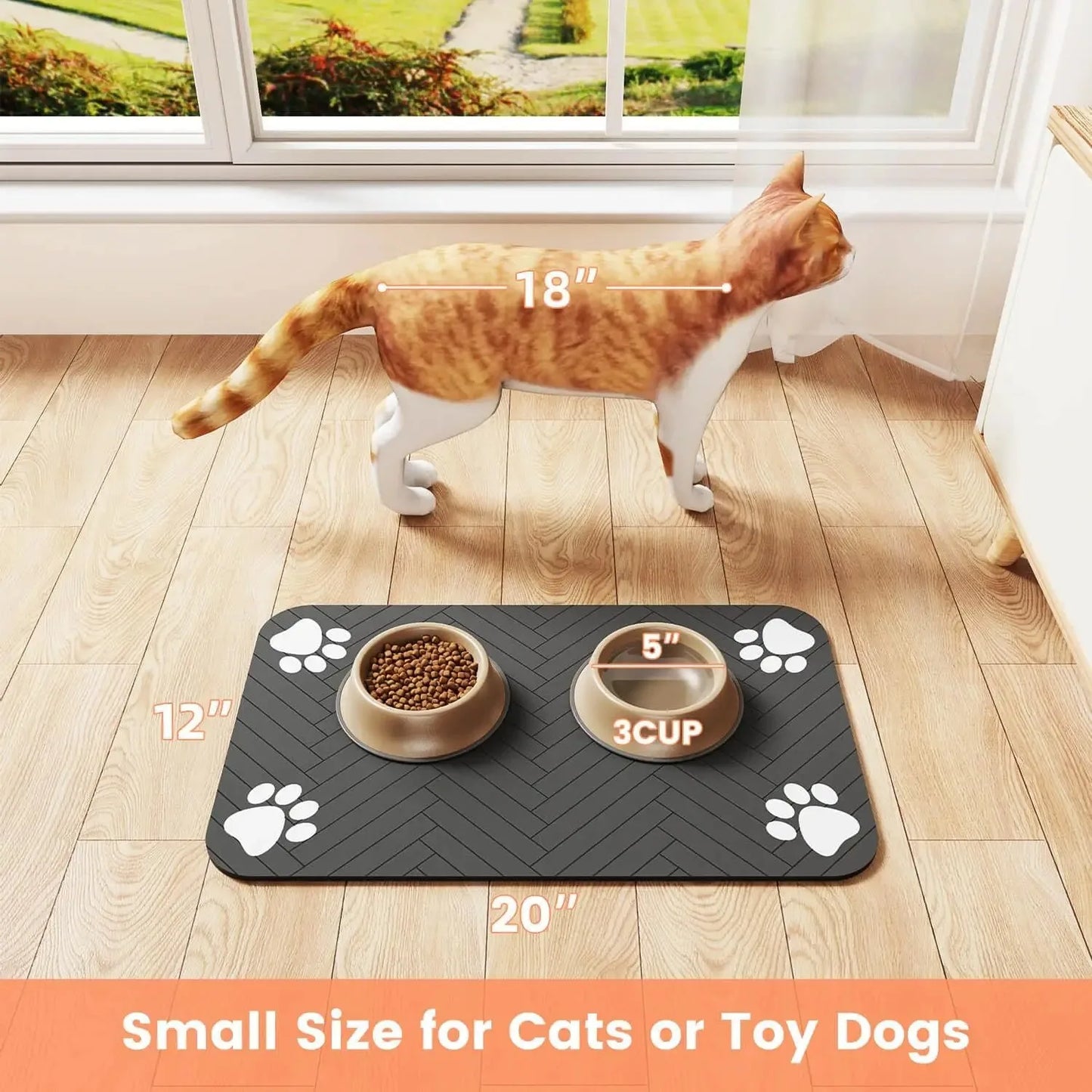 Absorbent Pet Feeding Mat for Dogs and Cats