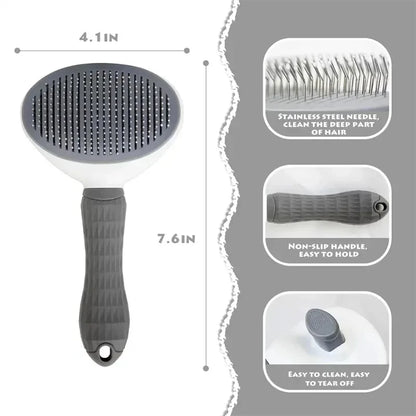 Self-Cleaning Pet Grooming Brush for Dogs and Cats
