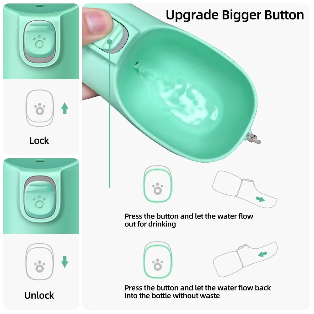 Portable Leakproof Dog Water Bottle for Walks and Travel